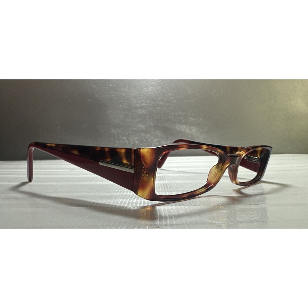 Prada Brown Tortoise Red Rectangular Glasses Italy VPR16G 767-101 51 17 135